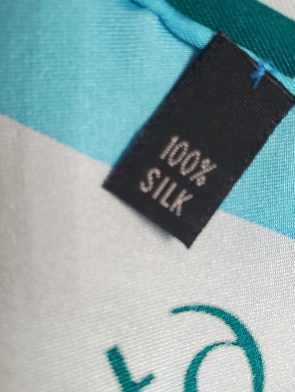 Vntg 100% Silk Scarf Geometric MCM Space Age 1949 Graphic Turquoise Blue. Korea - Picture 7 of 10